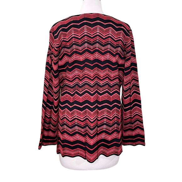 Exclusively Misook Size M Oversized Cardigan Sweater Vintage Zip Chevron Zig Zag - Picture 3 of 15